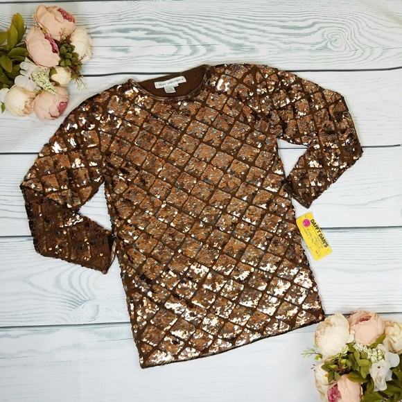 Cathy Hardwick Tops - Cathy Hardwick Vintage Sequin Brown Sweater Top